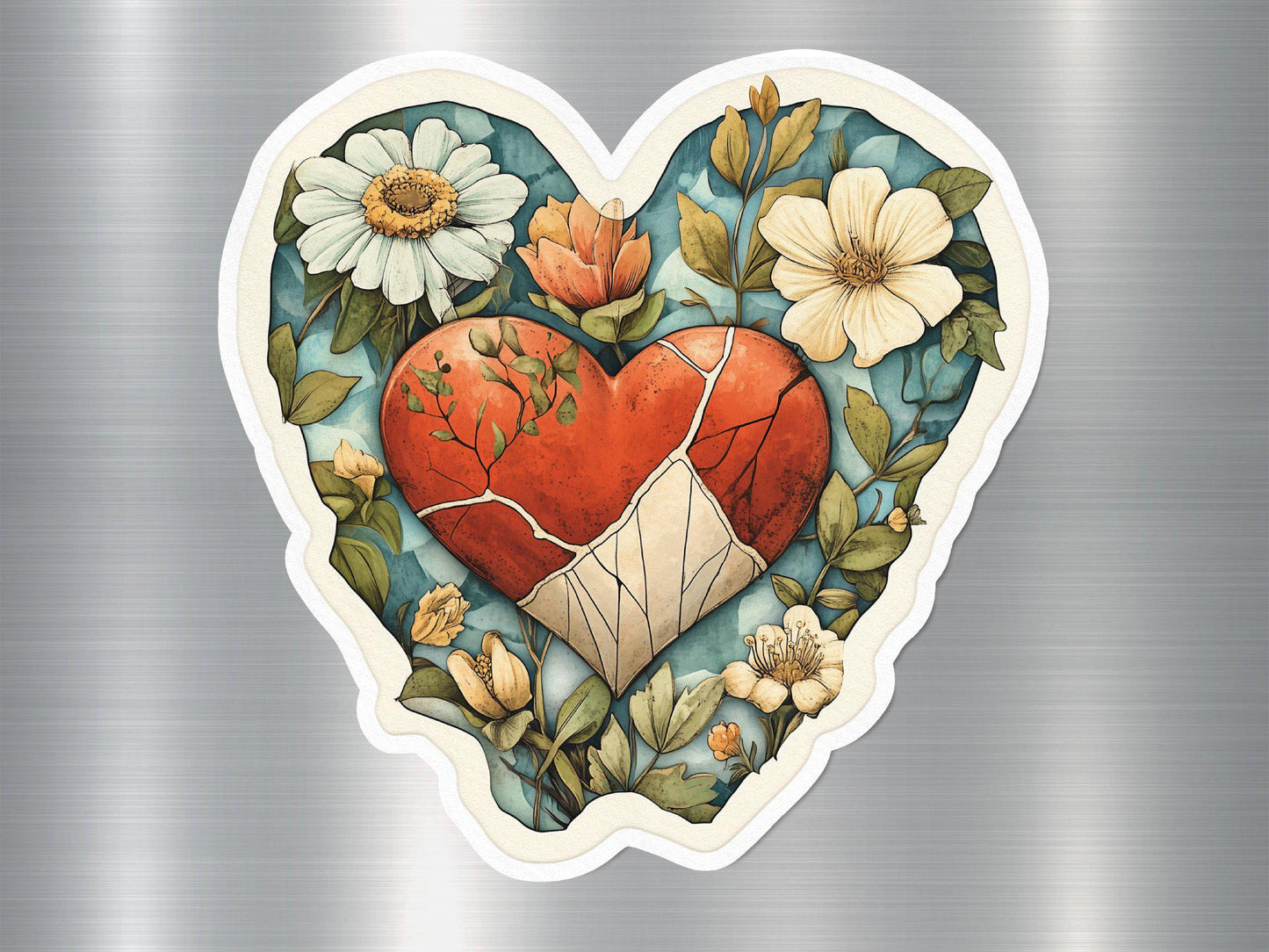 Heart Floral Fridge Magnet, Garden Flower Magnet, Romantic Heart Magnet, Botanic Art Magnet, Unique Heart Decoration Magnet