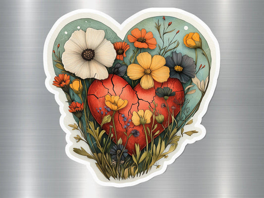 Heart Shaped Magnet with Floral Design, Unique Heart Magnet with Colorful Flowers, Decorative Heart Shaped Fridge Magnet