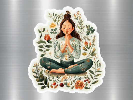 Zen Yoga Meditation Magnet, Floral Art Magnet, Inspirational Fridge Magnet, Meditation Art Magnet, Unique Yoga Gift Magnet
