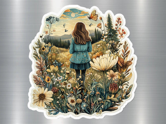 Nature Scene Magnet, Woodland Girl Magnet, Wildflower Field Magnet, Butterfly Garden Magnet, Sunset Meadow Magnet, Nature Home Decor