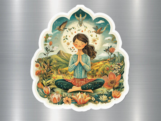 Meditation Nature Art Magnet, Yoga Inspired Fridge Magnet, Peaceful Garden Scene Magnet, Inspiring Home Decor Magnet