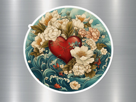 Heart Floral Art Magnet, Botanical Heart Home Decor, Floral Design Magnet, Unique Fridge Magnet, Romantic Flower Magnet