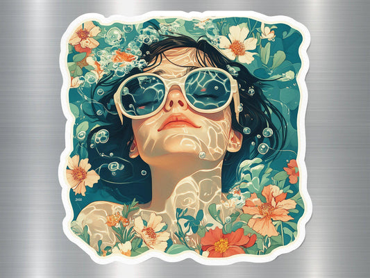 Beautiful Woman with Flowers Magnet, Artistic Illustration Magnet for Fridge, Summer Floral Art Magnet, Unique Kitchen Decor Magnet
